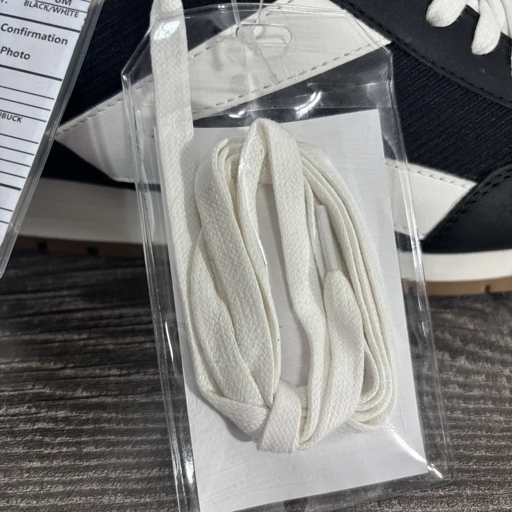 Denver Hayes Braylee Shoes Mens Size 8 Black White Casual Sneaker Sample Lace Up